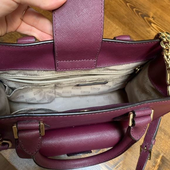 Michael Kors Burgundy and Gold Handbag with Chain - Picture 4 of 4